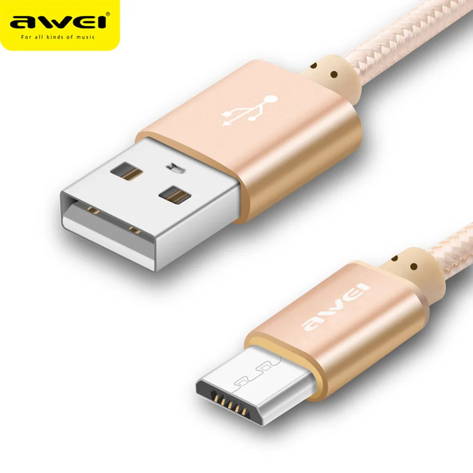 Оригинальные новые AWEI CL 10 Micro USB кабель 3A Mini nylon плетеный передачи синхронизации