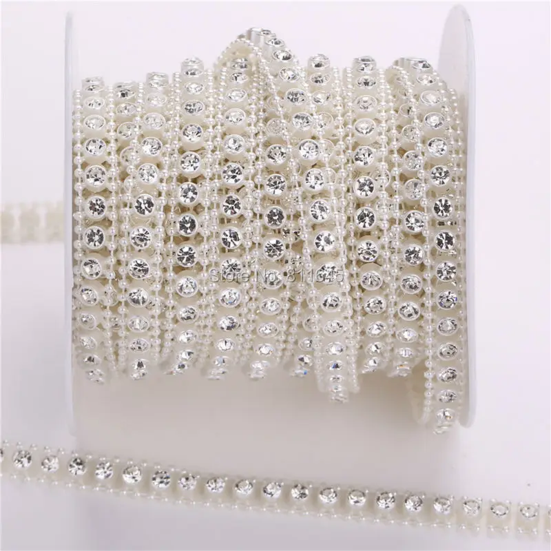 9 мм 10 ярдов/рулон Хрустальное стекло горный хрусталь жемчужная цепочка основа с