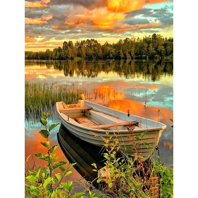 

Новый 5D DIY алмазная живопись Пляж Морская Лодка живописные вышивка полная квадратная Алмазная вышивка крестиком Стразы мозаичная декорати...