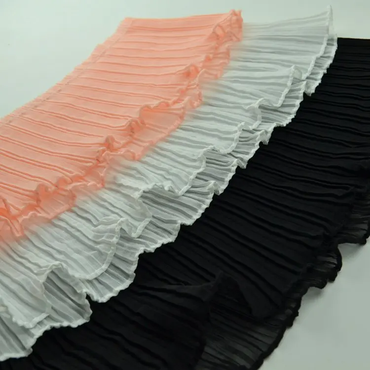 5 meters/lot Single Fold Organ Plait Black And White Chiffon Ruffle Lace Trim DIY Garment Skirt Hem Accessories Fabric | Дом и сад