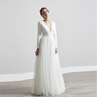 Простое свадебное платье-трапеция Verngo, свадебные платья с открытой спиной, винтажное платье невесты с длинным рукавом, индивидуальное платье, 2021