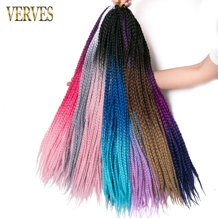 VERVES вязаные крючком косы 7 шт 24 дюйма коробка кос 22 корня/упаковка Омбре