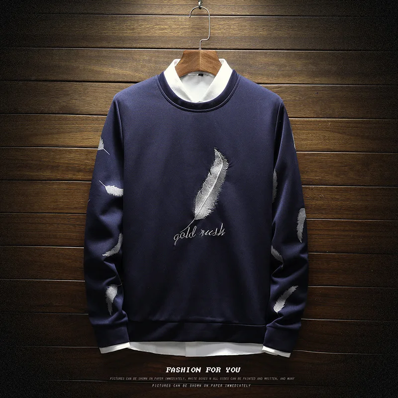 Повседневные облегающие модные толстовки мужские свитшоты с узором на осень и