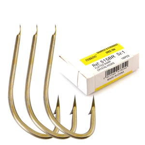 100 шт.лот 515BR Высокоуглеродистая сталь, острые бронзовые хрустальные крючки, рыболовные крючки на карпа, рыболовные аксессуары с зазубриной