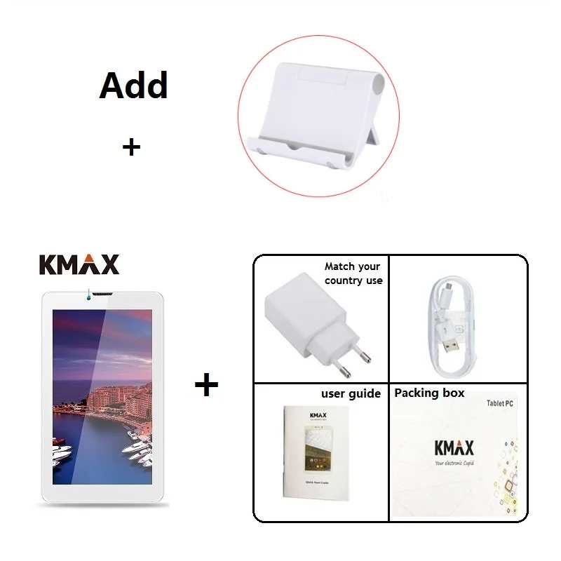 sliver Add holder KMAX, 7 дюймов, 3G, планшеты с телефонными звонками, ПК, Android 8,1, SIM, ips, четыре ядра, usb, wifi, bluetooth, дешевые фаблеты, 16 ГБ, мини-планшет, чехол 8 10,1 - Комплект: sliver Add holder