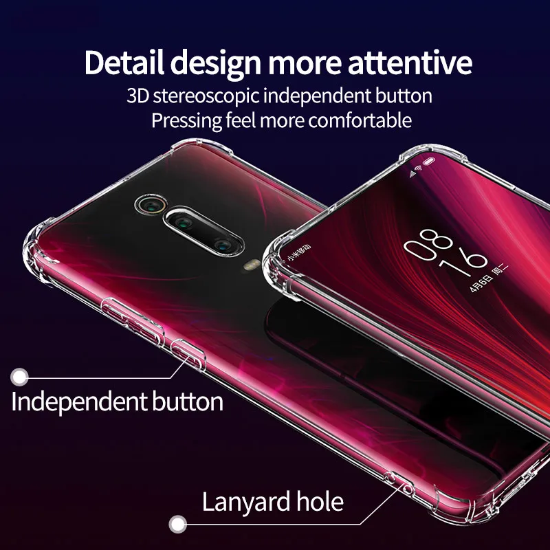 Чехол для Xiaomi Redmi K20 Pro ударопрочный чехол из ТПУ прозрачный защитный | Мобильные