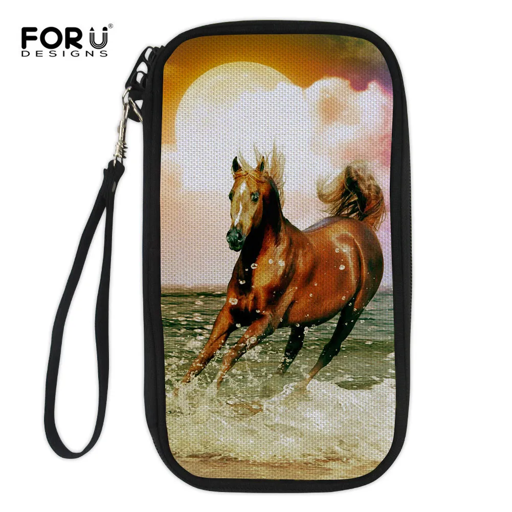 

FORUDESIGNS Horse Print Passport Wallet For Credit Cards Women Men Travel Phone Bag Portefeuille ID Credit Cards Storage Bags