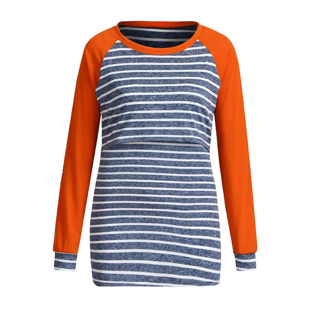Spring Autumn Stripe Tee Women Maternity Nursing Clothes Long Sleeve Breastfeeding Tops Pregnancy Nursing T-shirt hamile giyim
