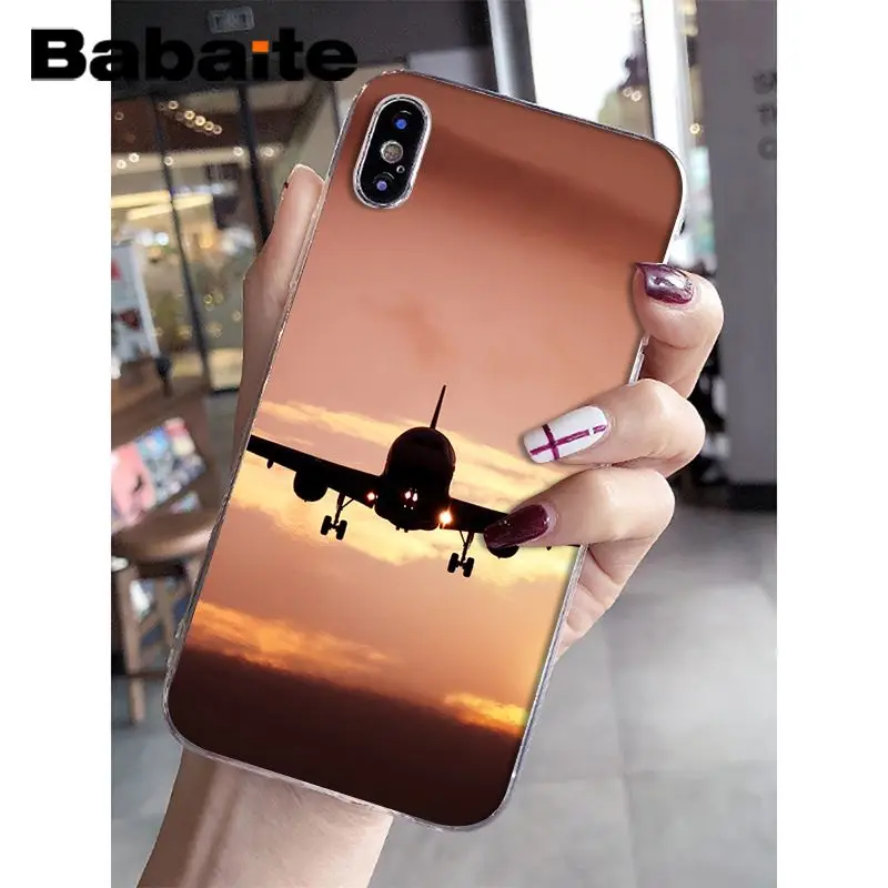 Babaite самолет рассвет самолет прибытие Прозрачный чехол для телефона для iphone XS Max 6 6S 7 7plus 8 8Plus 5 5S XR