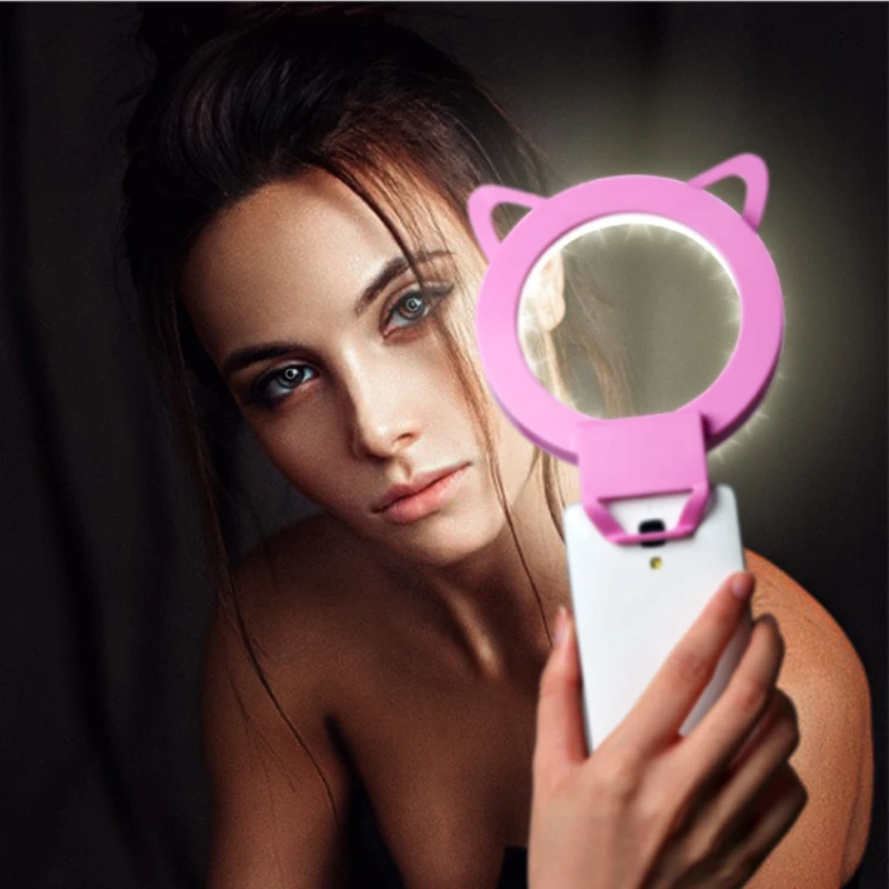 Милый Кот уха телефон светодиодный селфи кольцо Light Up флэш фотографии на Камера