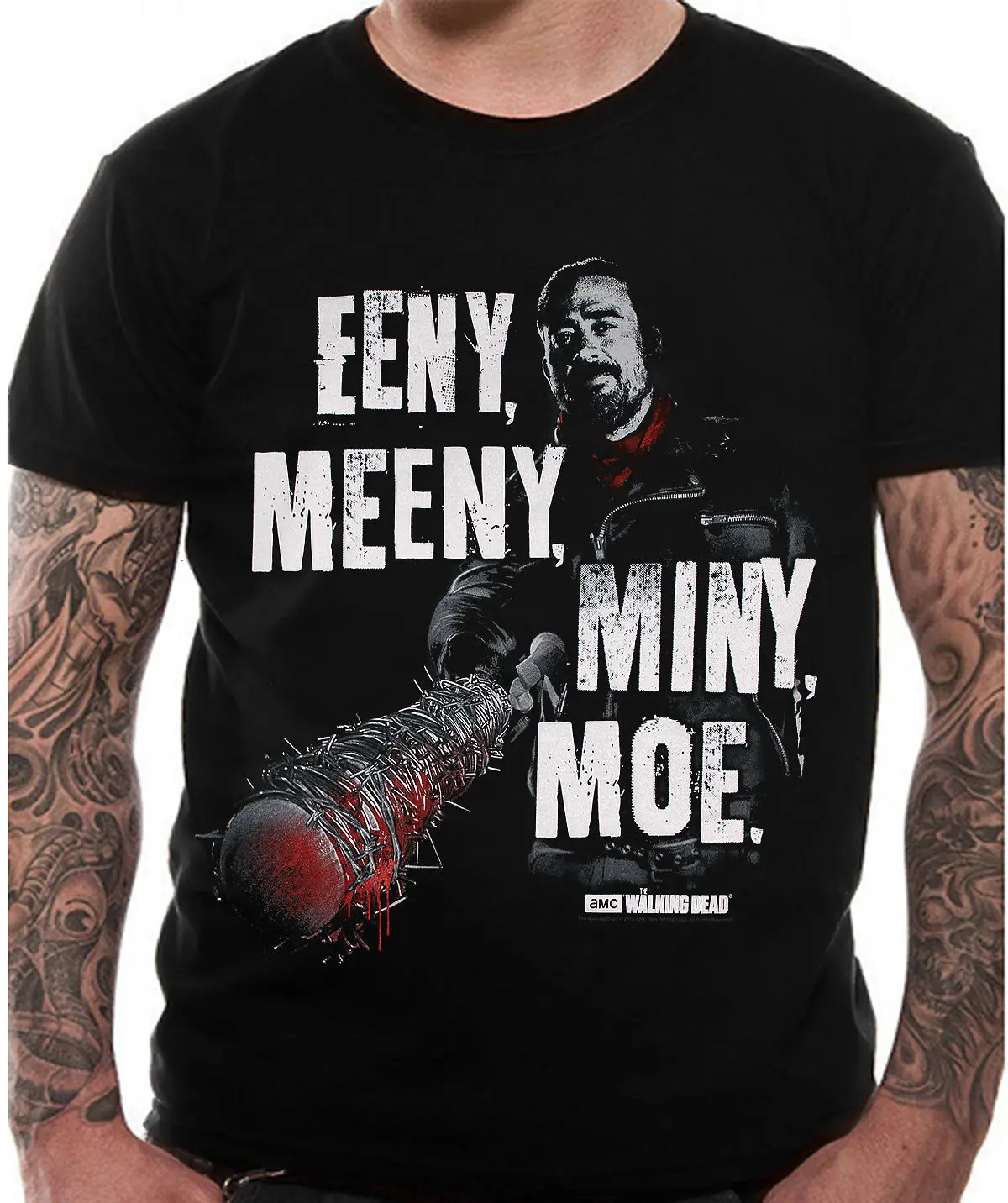 Ходячие мертвецы футболка Eeny Meeny Miny Moe официальная Черная Мужская Negan Bat новая