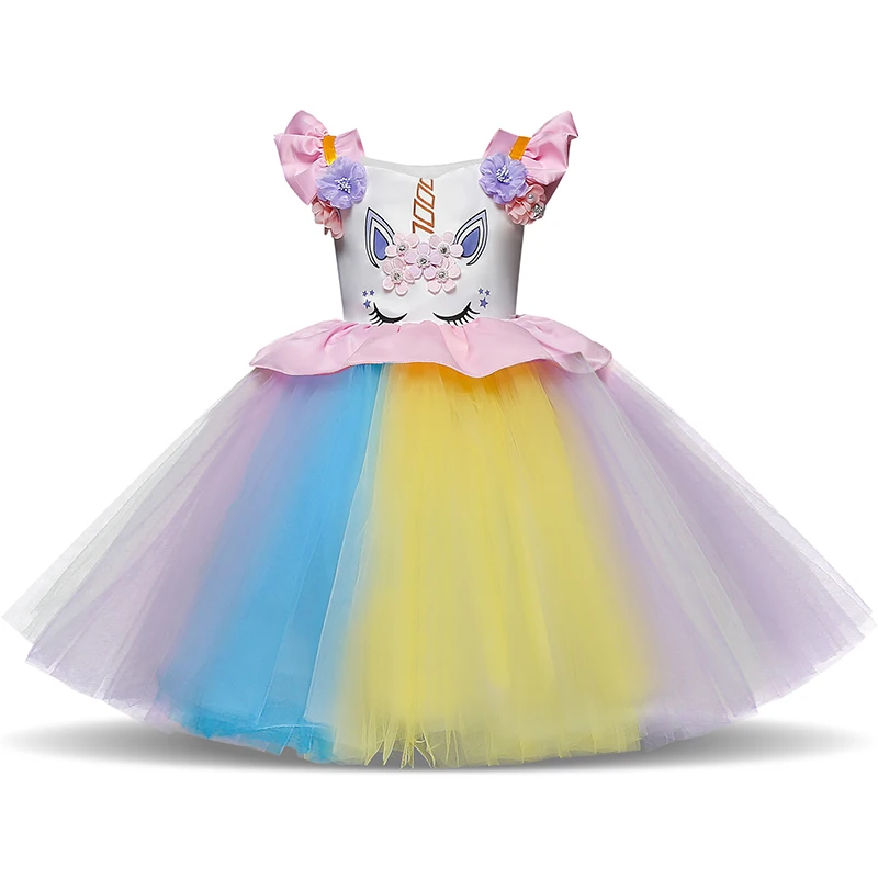 Unicornio Dress For Fancy Party Girl Birthday Outfits Kids Unicorn Dresses Baby Girls Rainbow Tutu Cartoon Clothes 3 4 5 Years | Детская