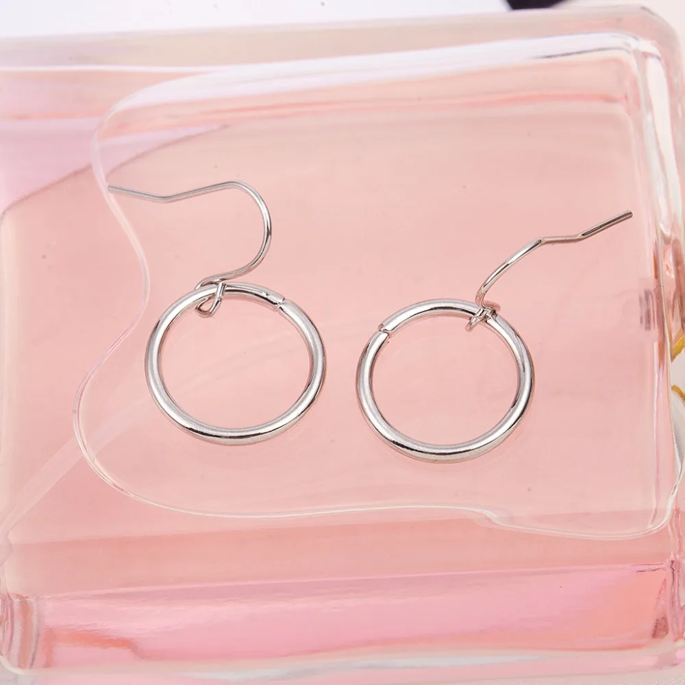 Simple Style Small Metallic Loop Golden Silver Plated Drop Earrings Dangle for Women | Украшения и аксессуары