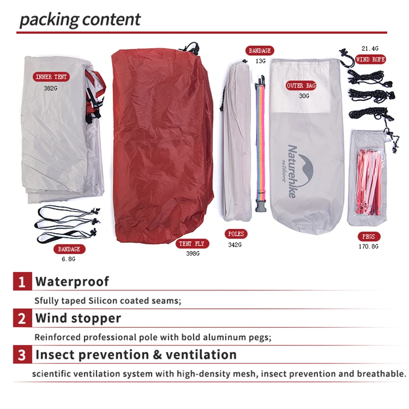 Туристическая палатка NatureHike Ультралегкая водонепроницаемая для кемпинга 1