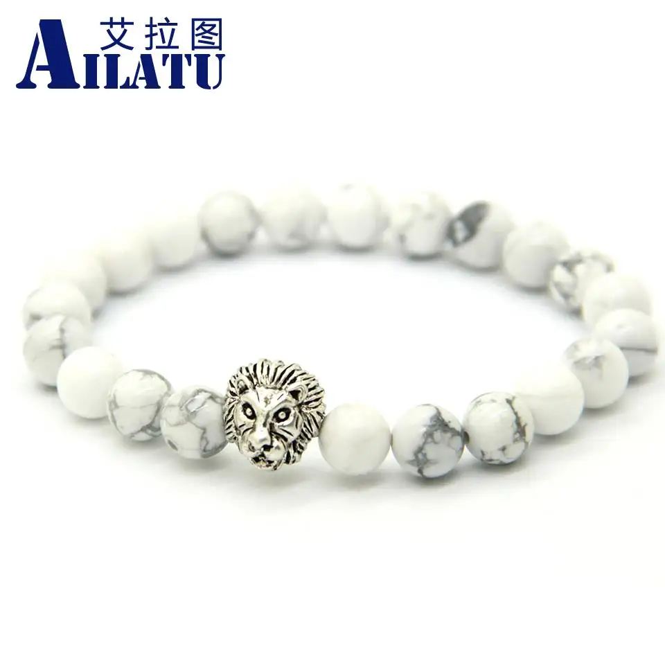 Ailatu Мужские Подарочные ювелирные изделия 8 мм натуральный белый бисер Хаулит