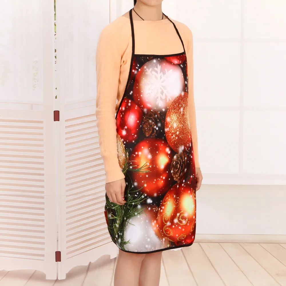 Новогодний фартук с принтом, водонепроницаемый фартук для кухни, ресторана, ужина, для приготовления пищи, выпечки, Barbequing