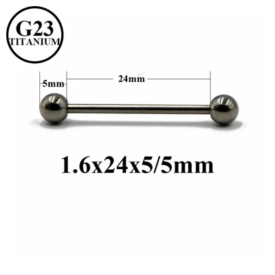 1.6x24x5x5mm BOG-1PC G23-Titanium, Промышленные Штанги, прямой пирсинг-штанга для языка, штанга для пирсинга, пирсинг, ювелирные изделия 14 г 16 г - Окраска металла: 1.6x24x5x5mm