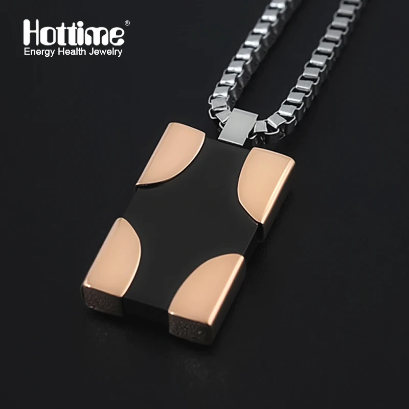 Hottime Мужская мода из нержавеющей стали квадратное ожерелье с подвеской 30029, 2" цепь