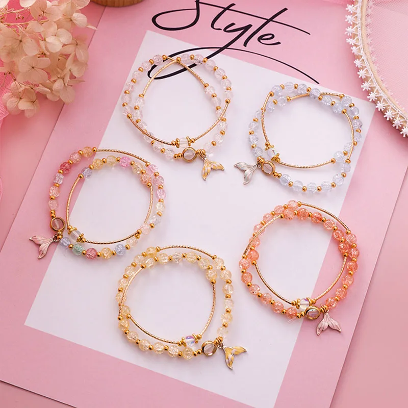 Женский Круглый браслет с кристаллами украшенный бусинами для девушек