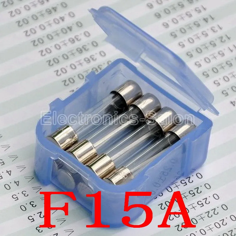 (8 шт./лот) 15A/250V 6x30 мм быстровыдувной стеклянный трубчатый предохранитель