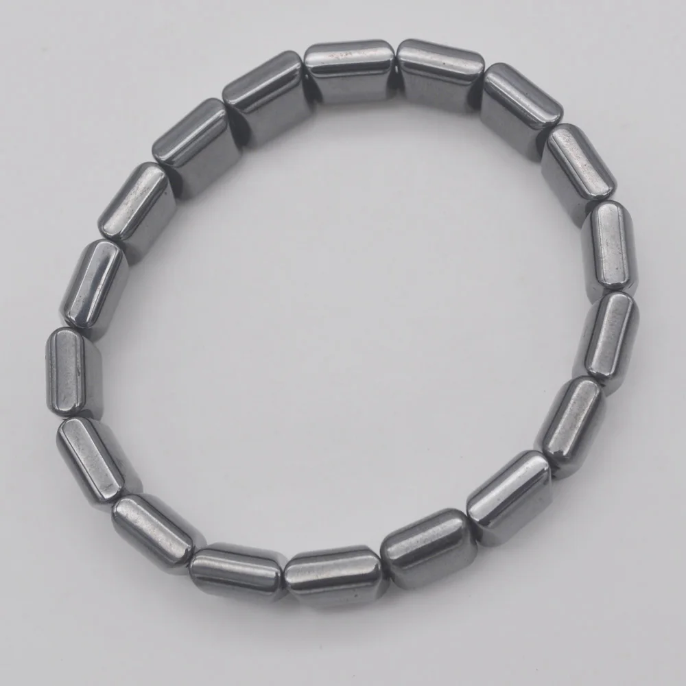 Черный магнитный браслет из гематита бусины из лечебных камней, браслет стрейч-бижутерия для женщин, подарок 7 дюймов, G370