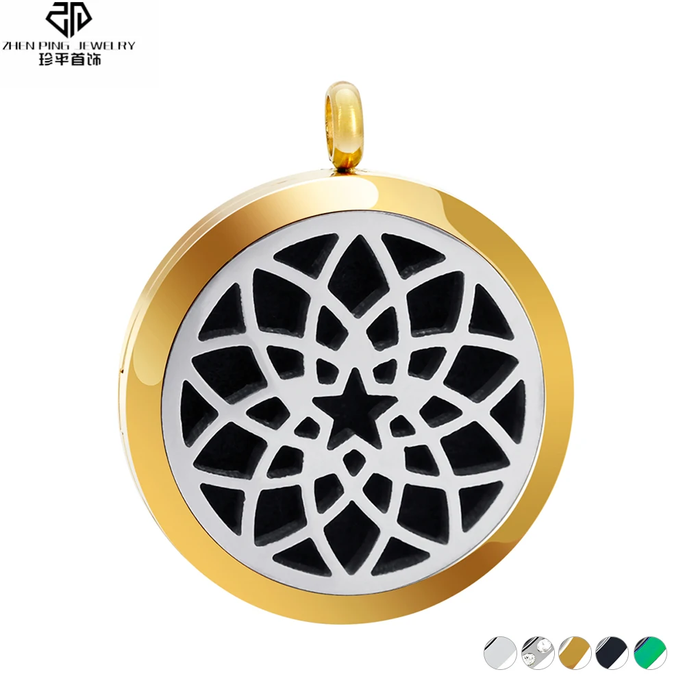 30 мм геометрический цветок эфирное масло диффузор медальон ожерелье женщин