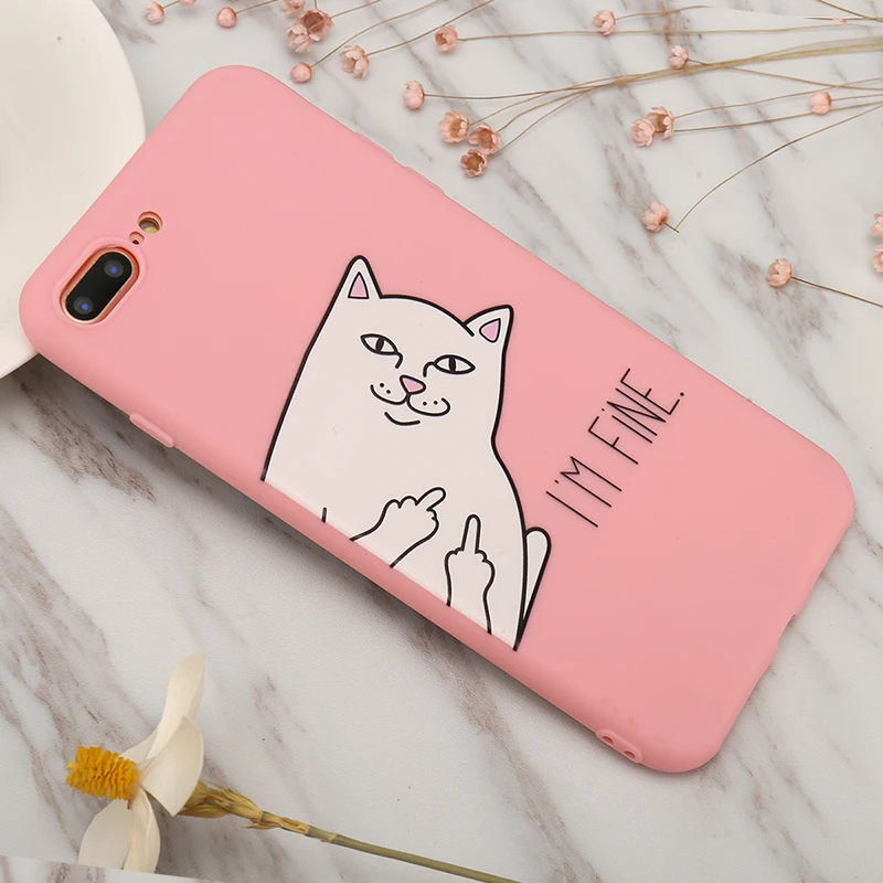 Тонкий чехол Zagter с мультяшным котом для iphone 7 6 6S 5 8 Plus 11 X XR XS MAX карамельные цвета |