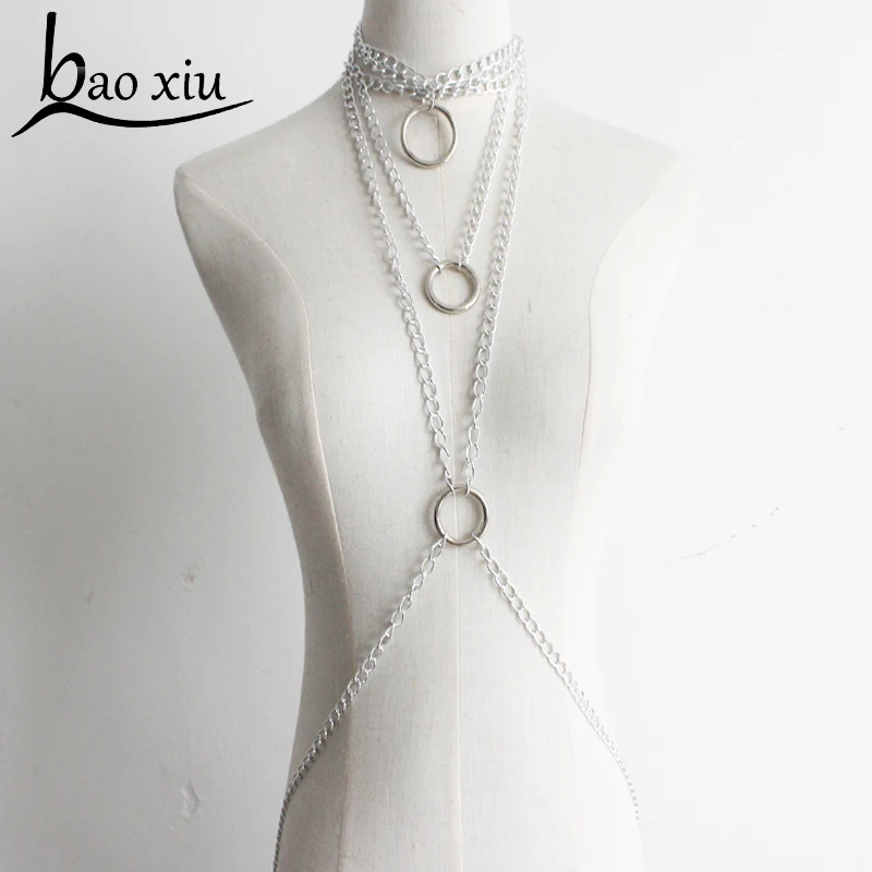 Новинка панк цепочка многослойный бюстгальтер подвеска ожерелье бикини с