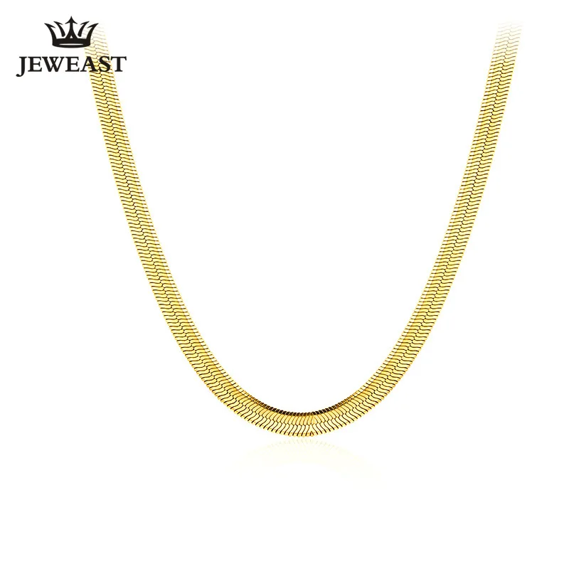

14k Pure Gold Blade Bracelet Snake Chain Women Wide 2mm Flat Thin Choker Bones Fine Jewelry Collarbone Girl Gift Party Trendy