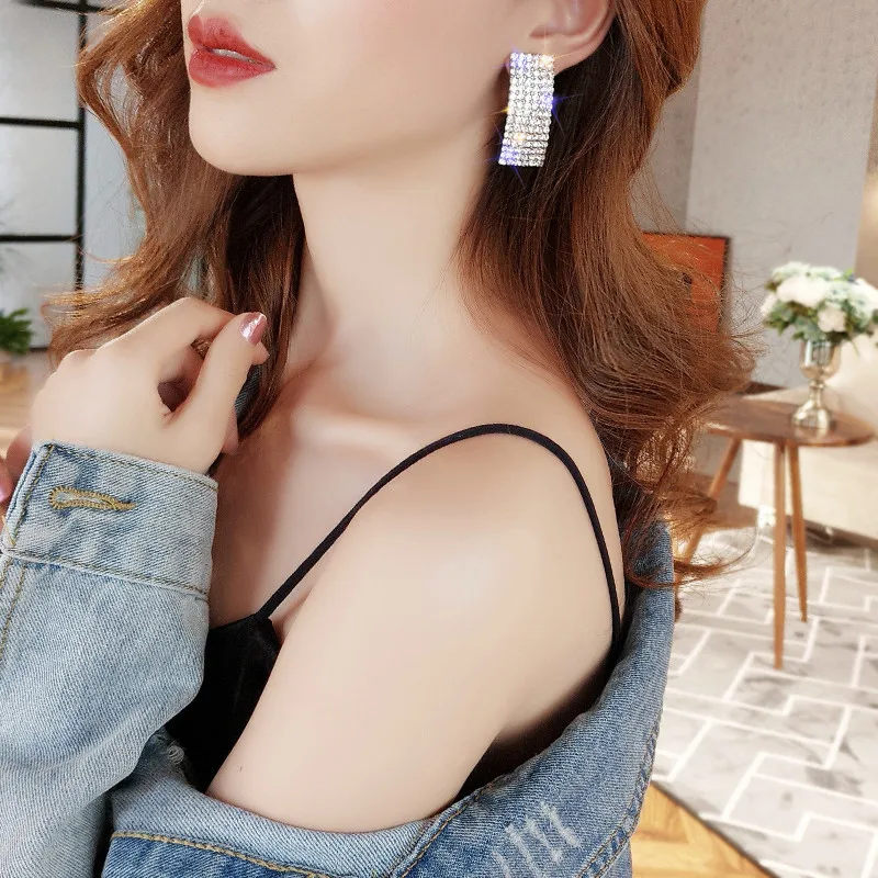 Европейские и американские серьги с кристаллами корейские элегантные женские