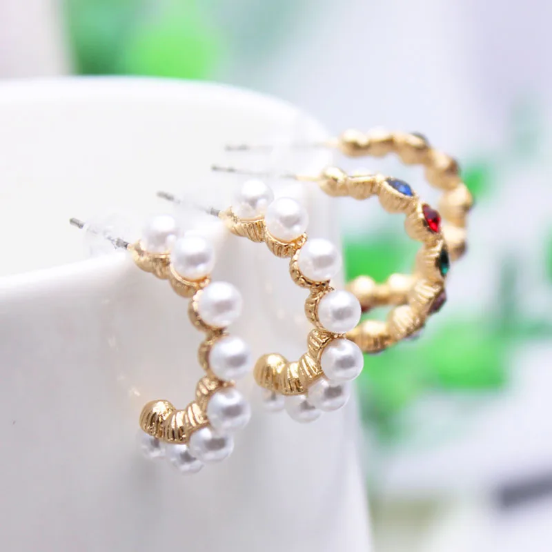 Блестящая сторона новый модный бренд ювелирные изделия кристалл серьги гвоздики