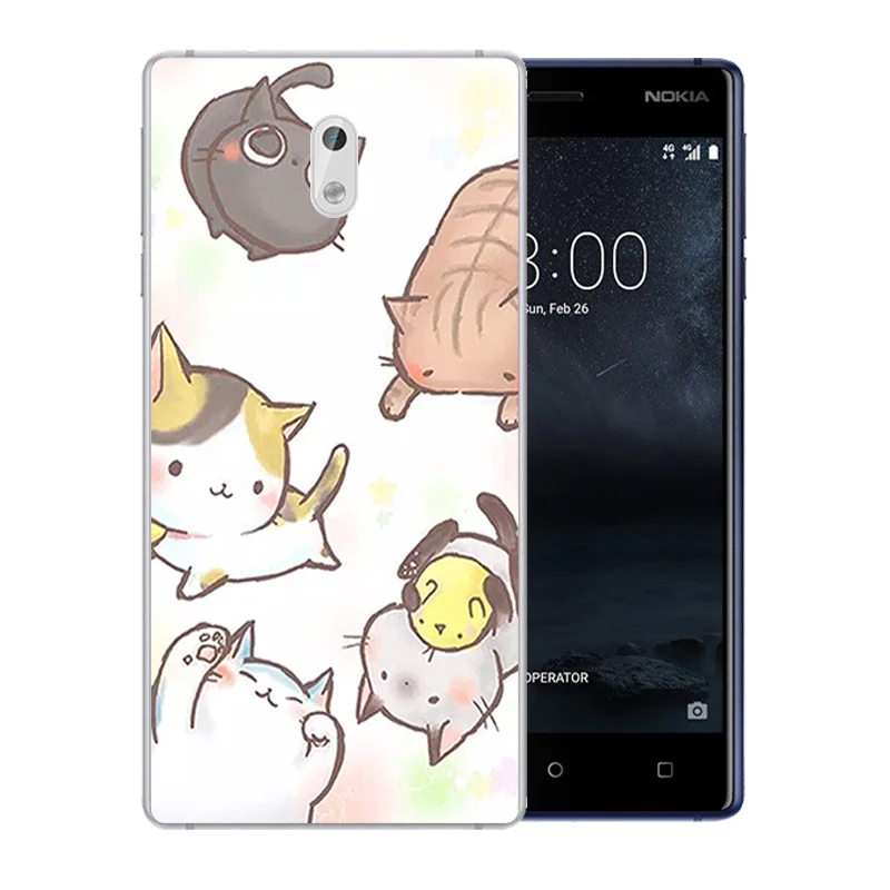 Для Nokia 3 чехол для телефона Кристальный силикон задняя крышка удача кошка
