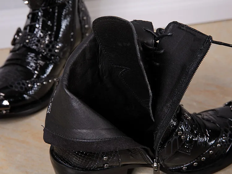 Большие размеры 2016 г. кожаные мужские полусапожки ковбойские сапоги с высоким