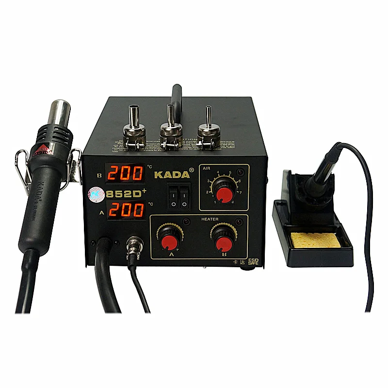 KADA 852D+ Тепловая пушка с горячим воздухом, Цифровой паяльник, 2в1 SMD, паяльная станция с горячим воздухом, Ремонтная система с бесплатными подарками
