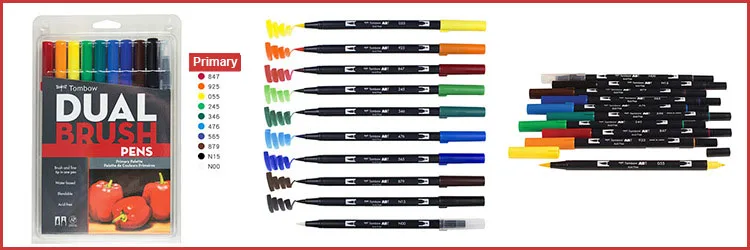 Tombow ABT двойная кисть для рисования маркеры для каллиграфии набор ручек для рисования яркая 10-Pack Blendable кисть с мелким кончиком акварельные надписи