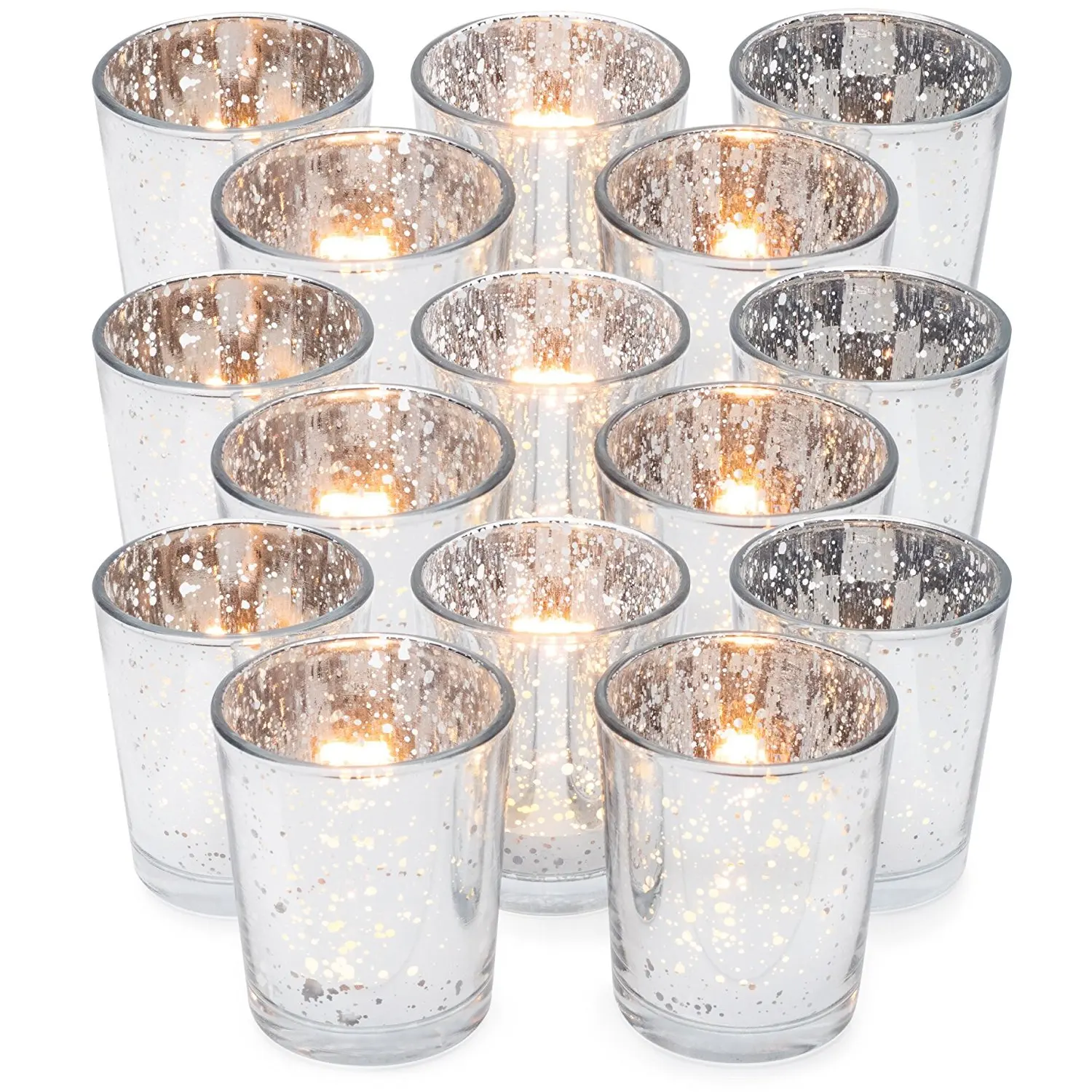 

Classy Votive Candle Holders Every Home And Wedding Decor Mercury Glass With A Speckled Silver To Add A Unique Atmosphere