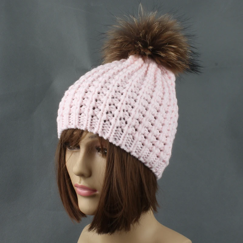 Осенняя шапка для женщин зимние шапки натуральный мех енота меховая с вязаным