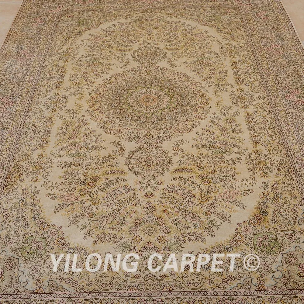Yilong 5 'x 8' Кашмирские ковры ручной работы бежевый выгодный вязки продажа