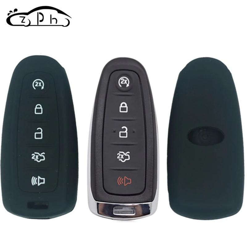 

5 Buttons Silicone Smart Car Key Cover Case for Ford Escape Explorer Edge Flex Focus Taurus Lincoln Mks Mustang L216 Fob Shell
