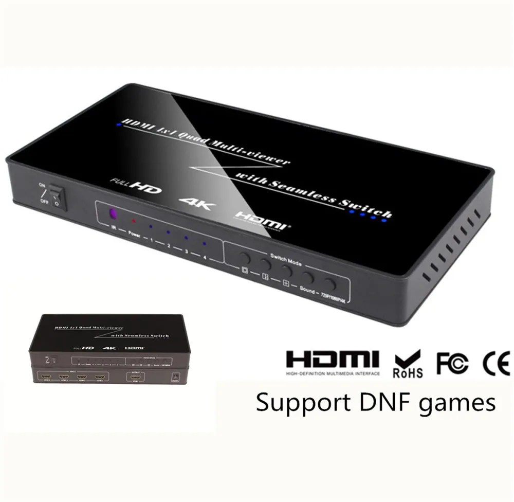 HDMI 4 разветвитель изображения 4k HD многоканальный открытая DNF игра четыре в одном