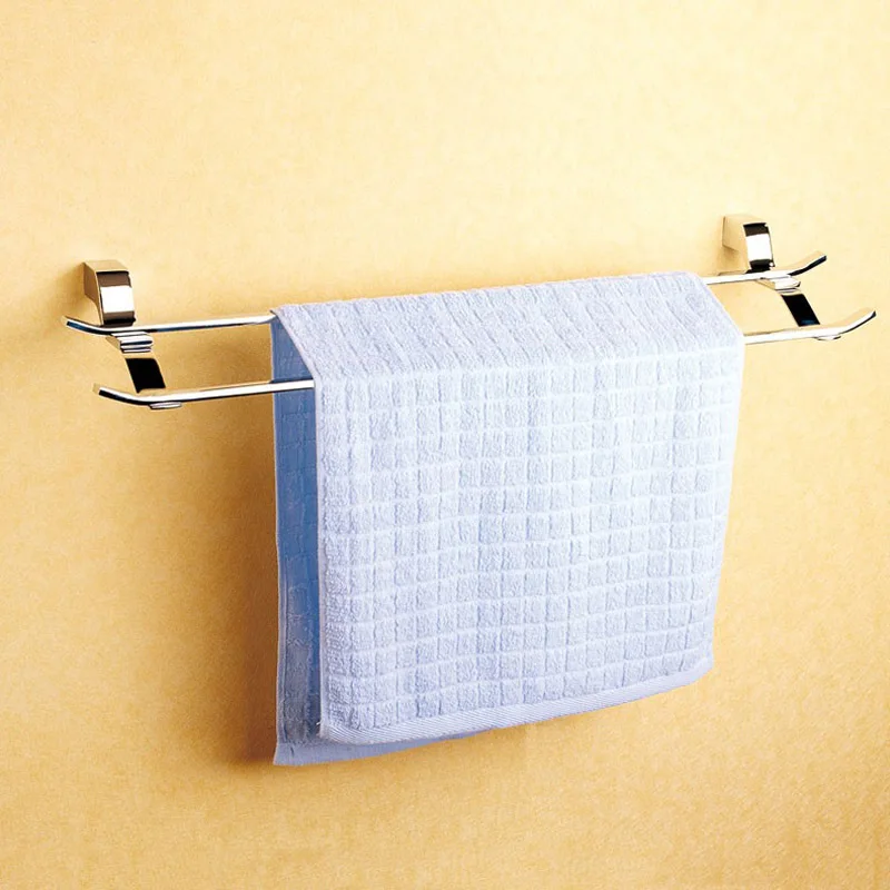 Double Towel Rail Медное оборудование для ванной комнаты хромированный держатель туалетной щетки Держатель для полотенца рельс мыло блюдо халат крючки для полотенец кольцо для кухни ванной комнаты - Цвет: Double Towel Rail