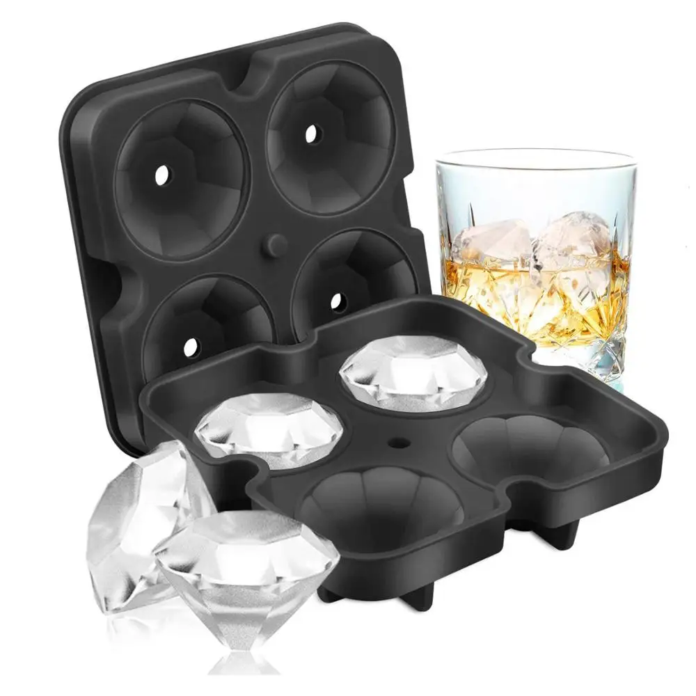 4-Cavity Black Кубик льда, сделай сам креативный пистолет, пуля, форма черепа, поднос, форма для шоколада, домашний бар, вечерние, крутые, для виски, вина, мороженого, бар, инструмент - Цвет: 4-Cavity Black