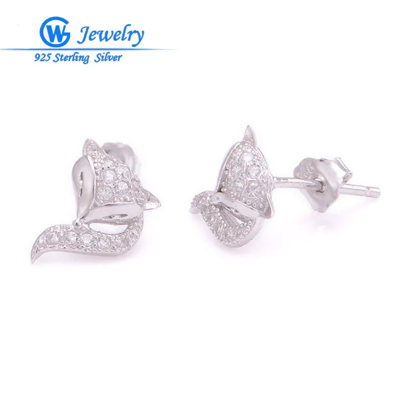 Женские серьги с лисой GW европейский бренд из стерлингового серебра 925 пробы