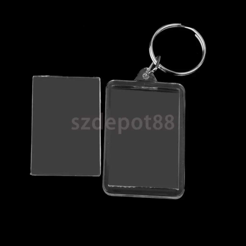 10x прямоугольная пустая вставка фоторамка сплит кольцо брелок 3 4*5 2 см|ring keychain|picture