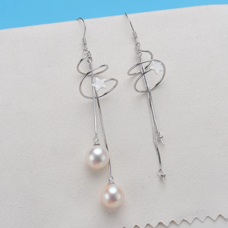 

925 Sterling Silver Pearl Party Earrings Drop Earrings Beautiful Findings Exquisite Jewelry Parts Fittings Women's Accessories