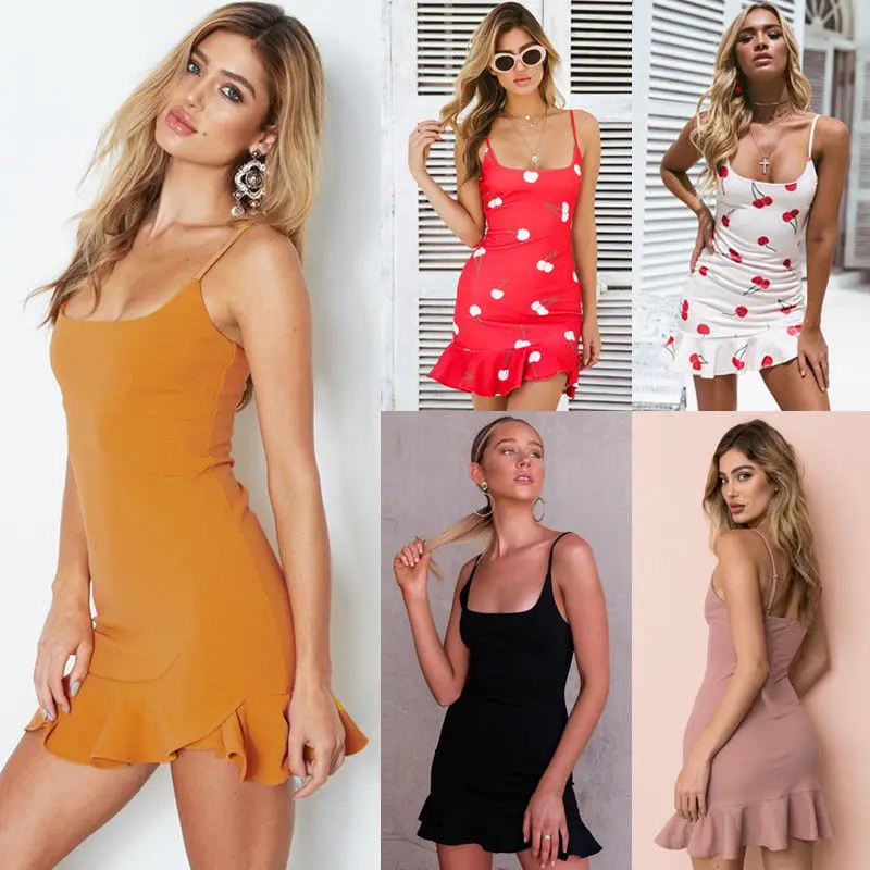 Женское мини платье без рукавов летний сарафан с принтом и оборками Размеры S/M/L/XL