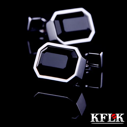 

KFLK Luxury shirt cufflinks for men's Brand cuff buttons Black Crystal cuff links High Quality small abotoaduras Jewelry