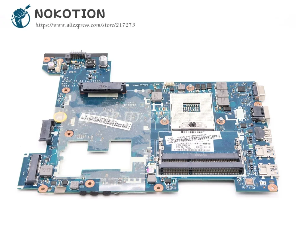 Материнская плата NOKOTION для ноутбука Lenovo G480 QIWG5_G6_G9 LA-7982P материнская 14 дюймов HM76 UMA
