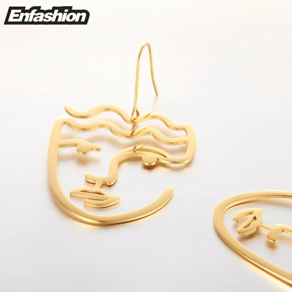 Enfashion классические серьги в виде лица золотого цвета силуэт Висячие большие