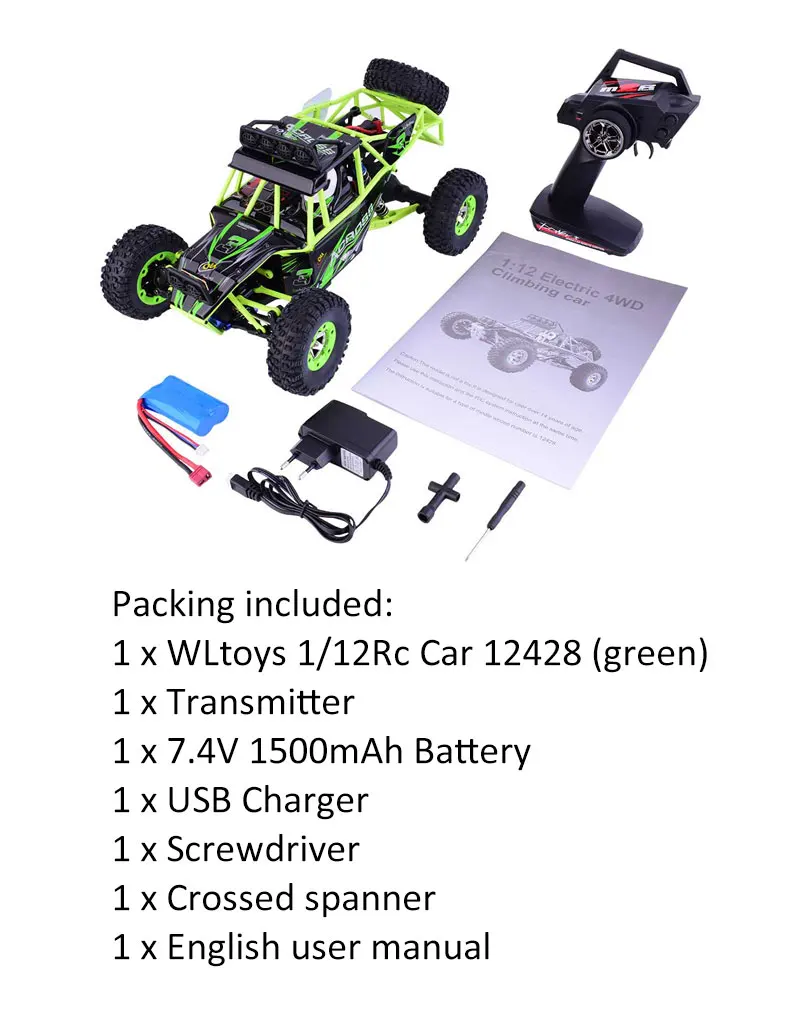 Оригинальные игрушки Wltoys 12428 скалолазание игрушки 1/12 Масштаб 2,4 г 4WD 50 км/ч высокая скорость Дистанционное управление автомобиль RC Внедорожник